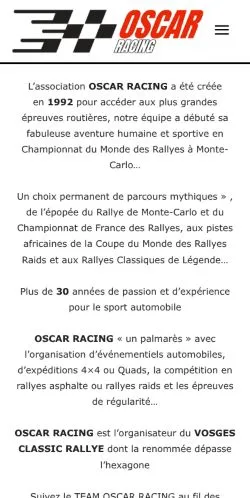 Anteprima del sito Oscar Racing, media di Francia per articoli sponsorizzati