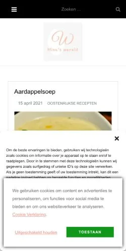 スポンサード記事向けのオランダメディア、Mina's Wereldのサイトプレビュー