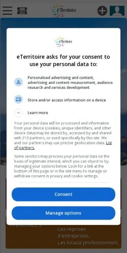 スポンサード記事向けのフランスメディア、eTerritoireのサイトプレビュー