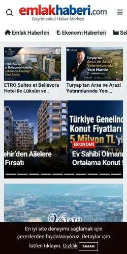 Anteprima del sito Emlak Haberleri, media di Turchia per articoli sponsorizzati