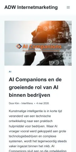 Anteprima del sito ADW Internetmarketing, media di Paesi Bassi per articoli sponsorizzati