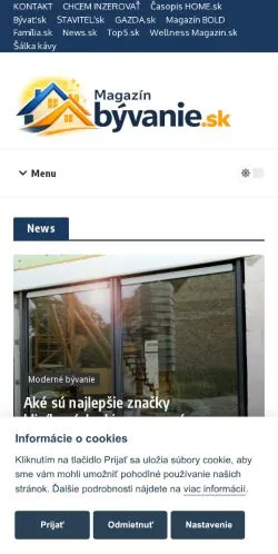 Podgląd witryny Magazín Bývanie, medium z kraju Słowacja do artykułów sponsorowanych
