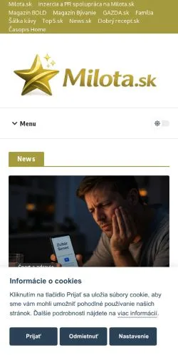 Anteprima del sito MILOTA, media di Slovacchia per articoli sponsorizzati