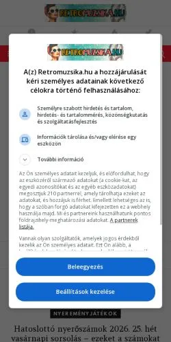 Podgląd witryny Retromuzsika, medium z kraju Węgry do artykułów sponsorowanych