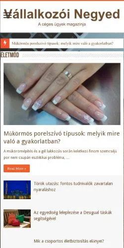 Anteprima del sito Vállalkozói Negyed, media di Ungheria per articoli sponsorizzati