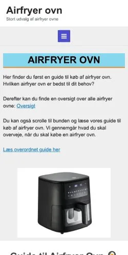 Podgląd witryny Airfryer Ovn, medium z kraju Dania do artykułów sponsorowanych