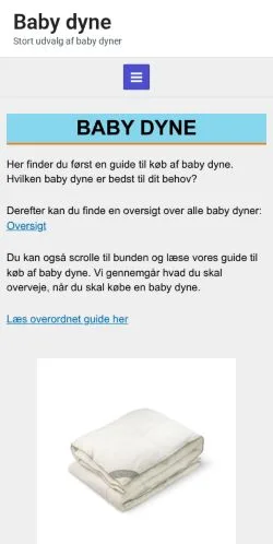 Anteprima del sito Baby Dyne, media di Danimarca per articoli sponsorizzati