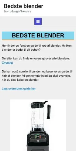 Aperçu du site Bedste Blender, média de Danemark pour articles sponsorisés