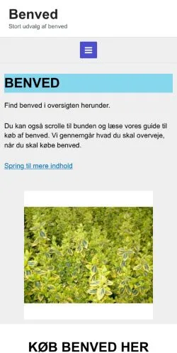 Anteprima del sito Benved, media di Danimarca per articoli sponsorizzati