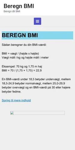 Anteprima del sito Beregn BMI, media di Danimarca per articoli sponsorizzati