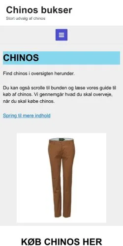 Anteprima del sito Chinos Bukser, media di Danimarca per articoli sponsorizzati