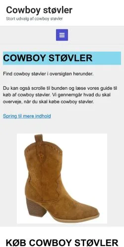 Anteprima del sito Cowboy Støvler, media di Danimarca per articoli sponsorizzati