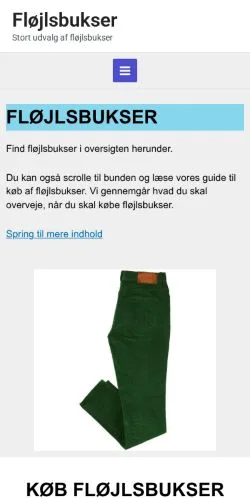 Anteprima del sito Fløjlsbukser, media di Danimarca per articoli sponsorizzati