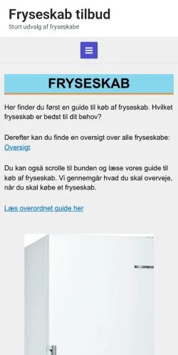 Anteprima del sito Fryseskab Tilbud, media di Danimarca per articoli sponsorizzati