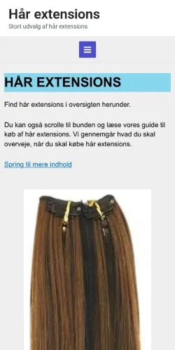 Sponsorlu makaleler için Danimarka medyası Hår Extensions sitesinin önizlemesi