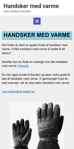 Anteprima del sito Handsker Med Varme, media di Danimarca per articoli sponsorizzati