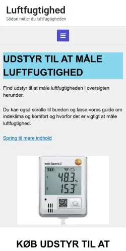 Sponsorlu makaleler için Danimarka medyası Luftfugtighed sitesinin önizlemesi