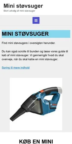 Anteprima del sito Mini Støvsuger, media di Danimarca per articoli sponsorizzati