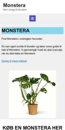 Forhåndsvisning av nettstedet Monstera, medium fra Danmark for sponsede artikler