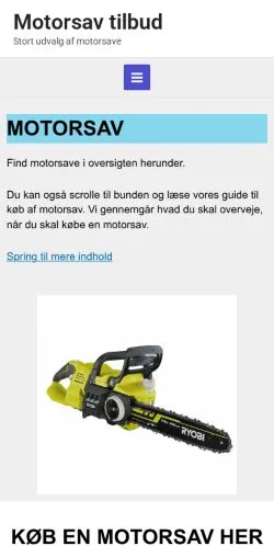 Anteprima del sito Motorsav Tilbud, media di Danimarca per articoli sponsorizzati