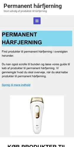 Anteprima del sito Permanent Hårfjerning, media di Danimarca per articoli sponsorizzati