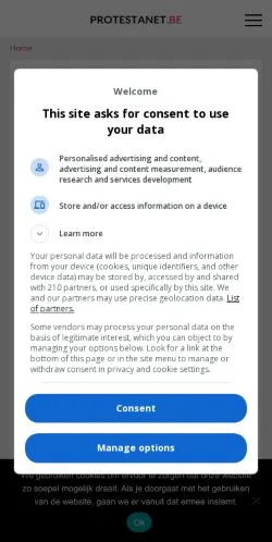 Anteprima del sito Protestanet, media di Belgio per articoli sponsorizzati