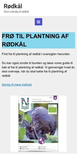 スポンサード記事向けのデンマークメディア、Rødkål Frøのサイトプレビュー