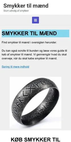 Anteprima del sito Smykker Til Mænd, media di Danimarca per articoli sponsorizzati