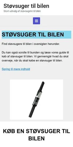 スポンサード記事向けのデンマークメディア、støvsuger-til-bilenのサイトプレビュー