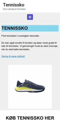 Anteprima del sito Tennissko, media di Danimarca per articoli sponsorizzati