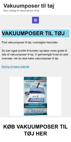 Anteprima del sito Vakuumposer til Tøj, media di Danimarca per articoli sponsorizzati