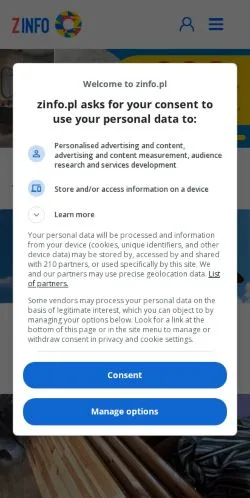 スポンサード記事向けのポーランドメディア、Zinfoのサイトプレビュー