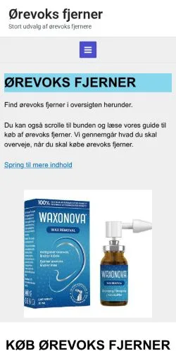 スポンサード記事向けのデンマークメディア、ørevoksfjernerのサイトプレビュー