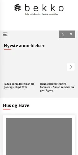 Förhandsvisning av webbplatsen Bekko, medium i Danmark för sponsrade artiklar