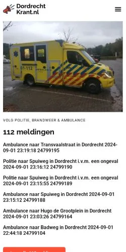 Anteprima del sito Dordrecht Krant, media di Paesi Bassi per articoli sponsorizzati