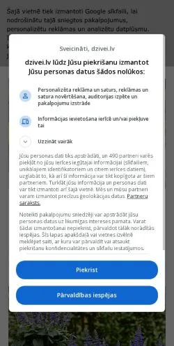 Podgląd witryny Dzīvei, medium z kraju Łotwa do artykułów sponsorowanych