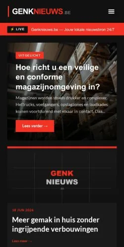Anteprima del sito Genknieuws, media di Belgio per articoli sponsorizzati