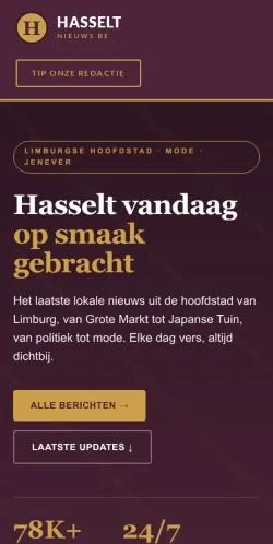 Podgląd witryny Hasseltnieuws, medium z kraju Belgia do artykułów sponsorowanych