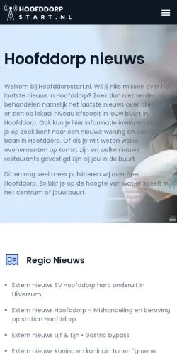 Podgląd witryny Hoofddorp Nieuws, medium z kraju Holandia do artykułów sponsorowanych