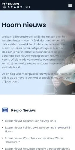 Podgląd witryny Hoorn Nieuws, medium z kraju Holandia do artykułów sponsorowanych