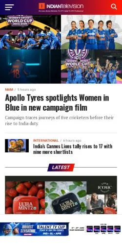 スポンサード記事向けのアメリカ合衆国メディア、Indian Televisionのサイトプレビュー