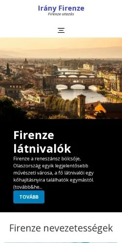 Podgląd witryny Irány Firenze, medium z kraju Węgry do artykułów sponsorowanych