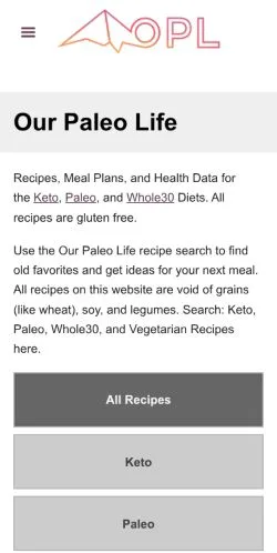 Anteprima del sito Our Paleo Life, media di Stati Uniti per articoli sponsorizzati