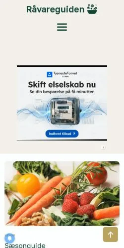 Anteprima del sito Råvareguiden, media di Danimarca per articoli sponsorizzati