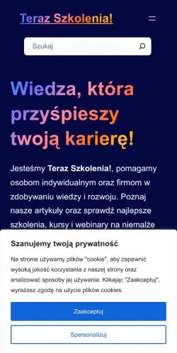 Anteprima del sito Teraz Szkolenia, media di Polonia per articoli sponsorizzati