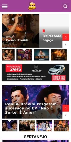 Anteprima del sito Tô Na Midia, media di Brasile per articoli sponsorizzati