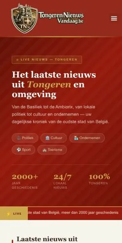 Podgląd witryny Tongerennieuws, medium z kraju Belgia do artykułów sponsorowanych