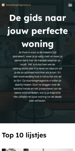 Podgląd witryny Woonblog Magazine, medium z kraju Holandia do artykułów sponsorowanych