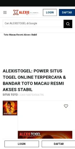 Anteprima del sito ALEXISTOGEL, media di Indonesia per articoli sponsorizzati