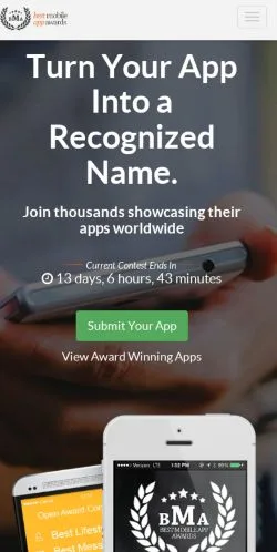 Anteprima del sito Best Mobile App Awards, media di Stati Uniti per articoli sponsorizzati
